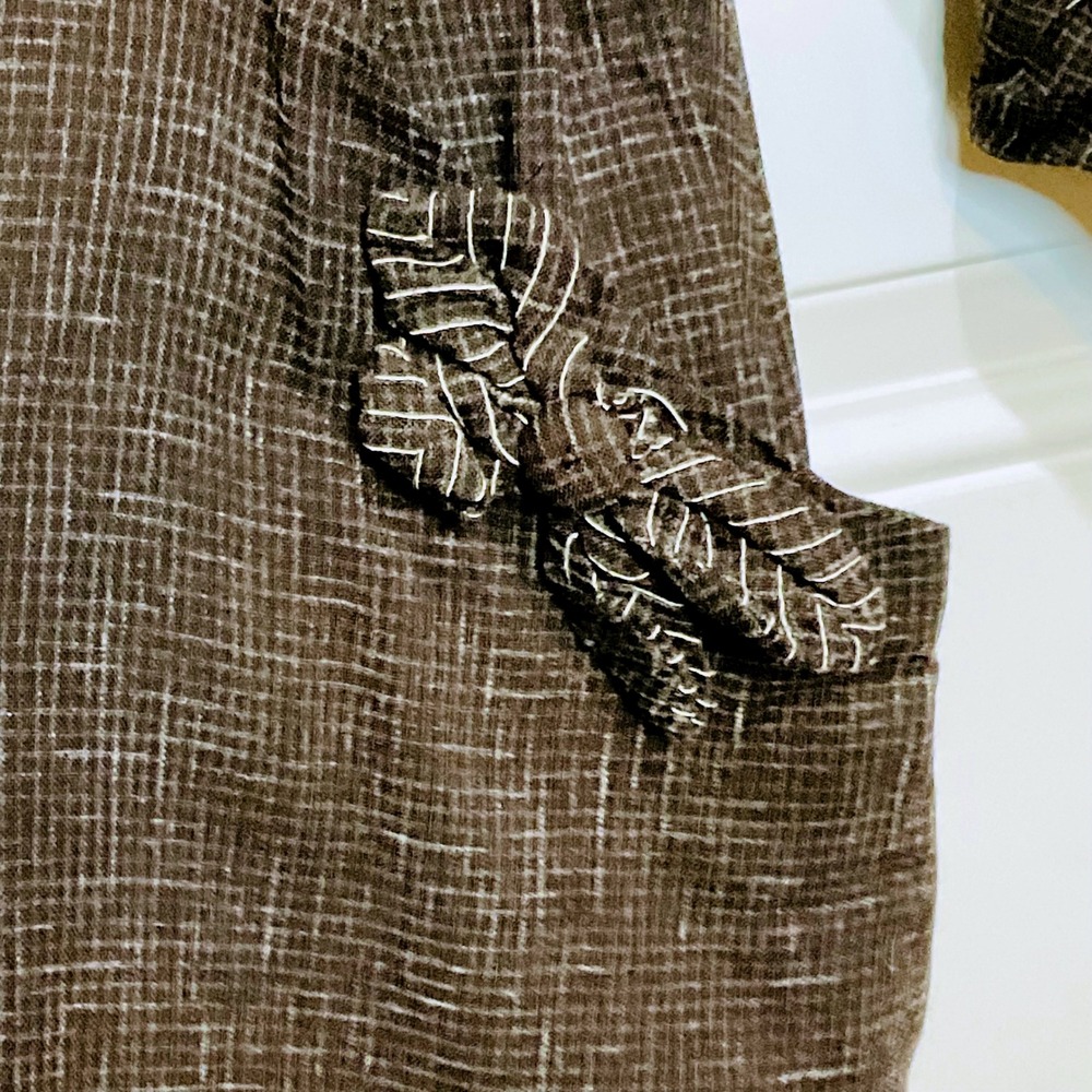 TONI TODD Original vintage 1940s brown button up rayon bows‎ maxi pockets dress - Picture 15 of 16